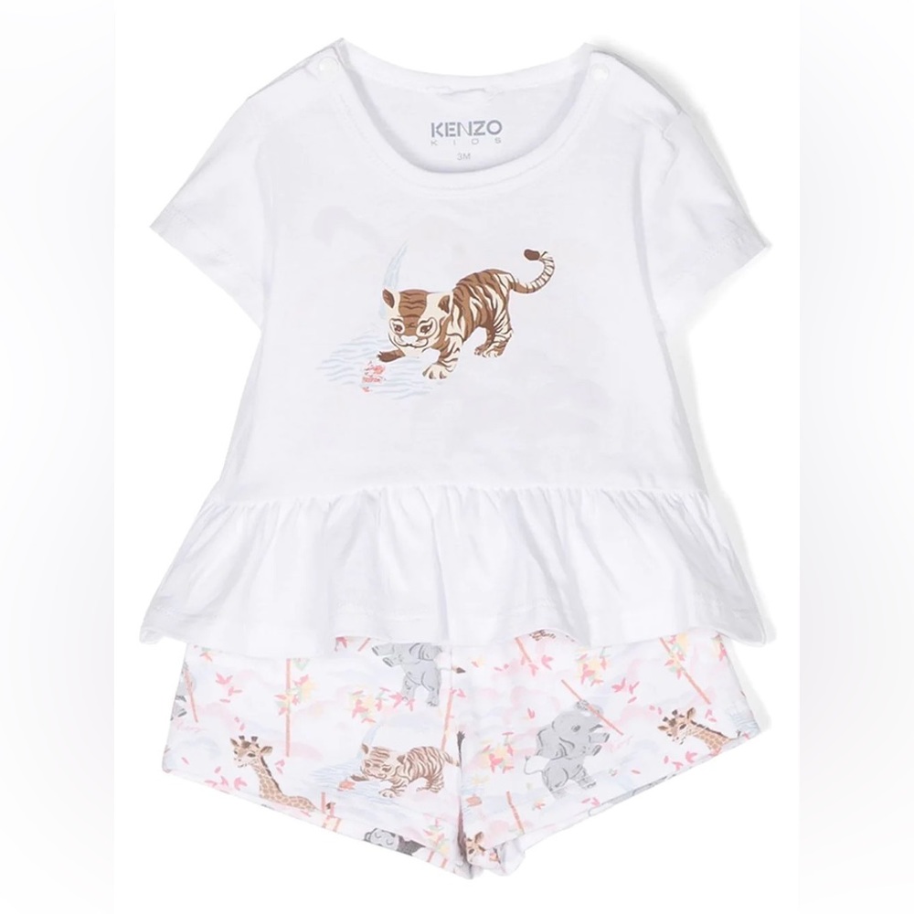 Kenzo Kids safari-print cotton shirt shorts set
